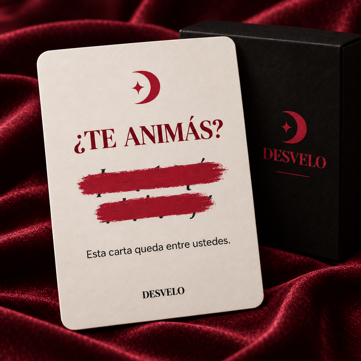 Carta promocional de DESVELO con texto parcialmente oculto.